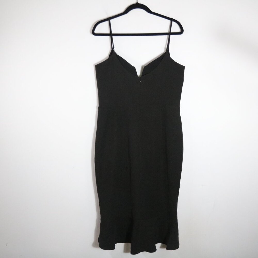 Bardot Kristen Peplum Dress 10 Large Black Cocktail Party Bodycon Sleek Ruffle - Picture 1 of 6